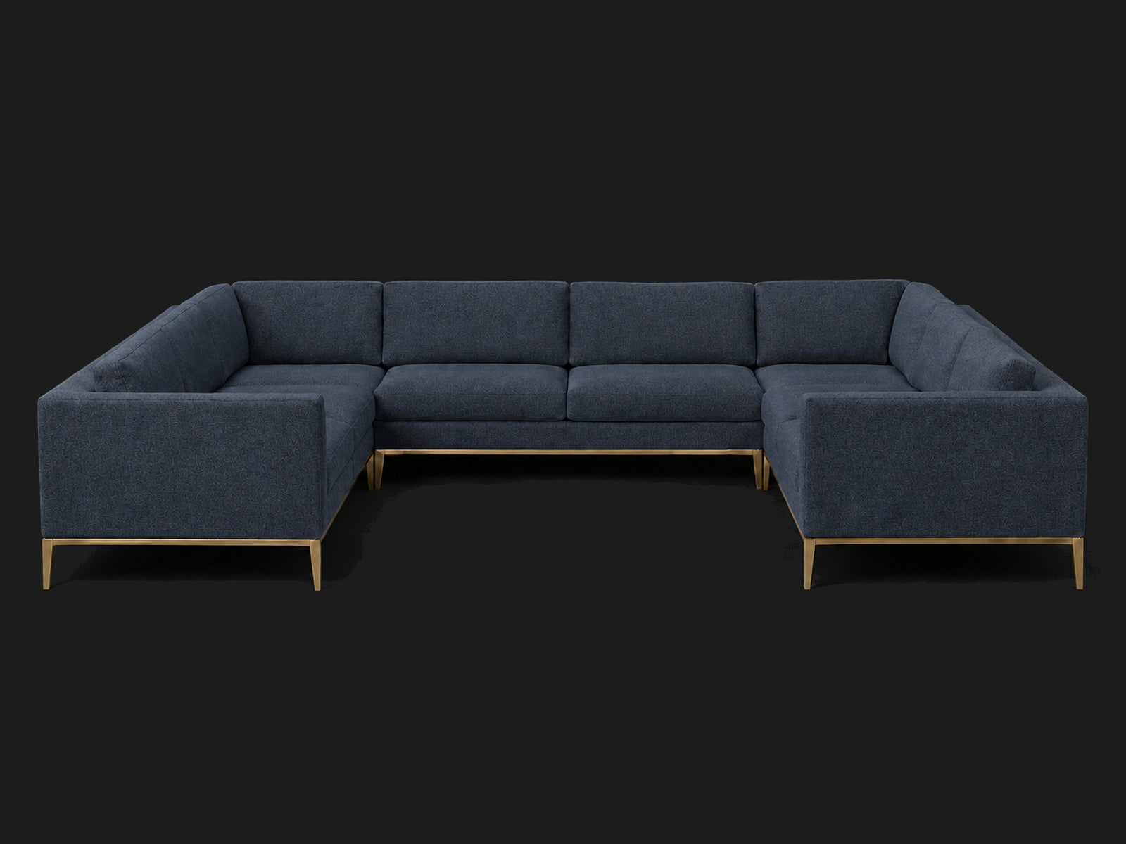 Italia Taper Arm U-Sectional – Metal Base – Italian Brushed Wool Harbor – Matte Brass #Fabric & Color_Italian Brushed Wool Harbor