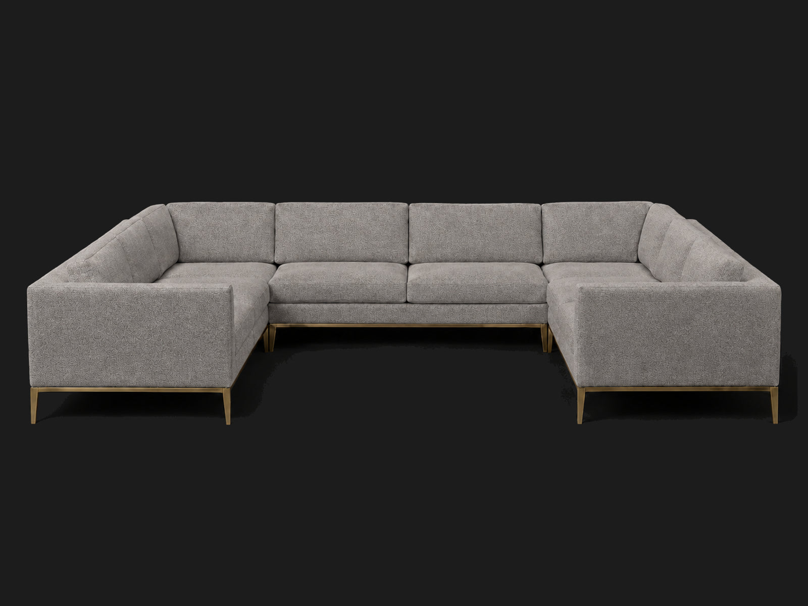 Italia Taper Arm U-Sectional – Metal Base – Italian Brushed Wool Moon – Burnished Bronze #Fabric & Color_Italian Brushed Wool Moon