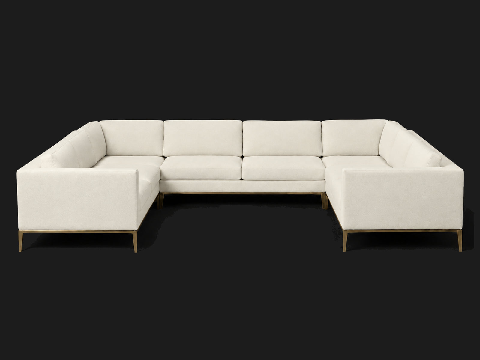 Italia Taper Arm U-Sectional – Metal Base – Italian Brushed Wool Vanilla – Burnished Bronze #Fabric & Color_Italian Brushed Wool Vanilla