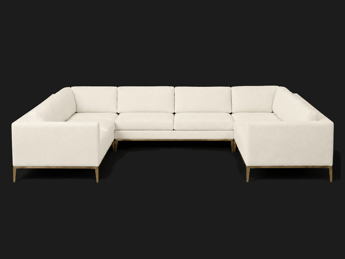 Italia Taper Arm U-Sectional – Metal Base – Italian Brushed Wool Vanilla – Matte Brass #Fabric & Color_Italian Brushed Wool Vanilla