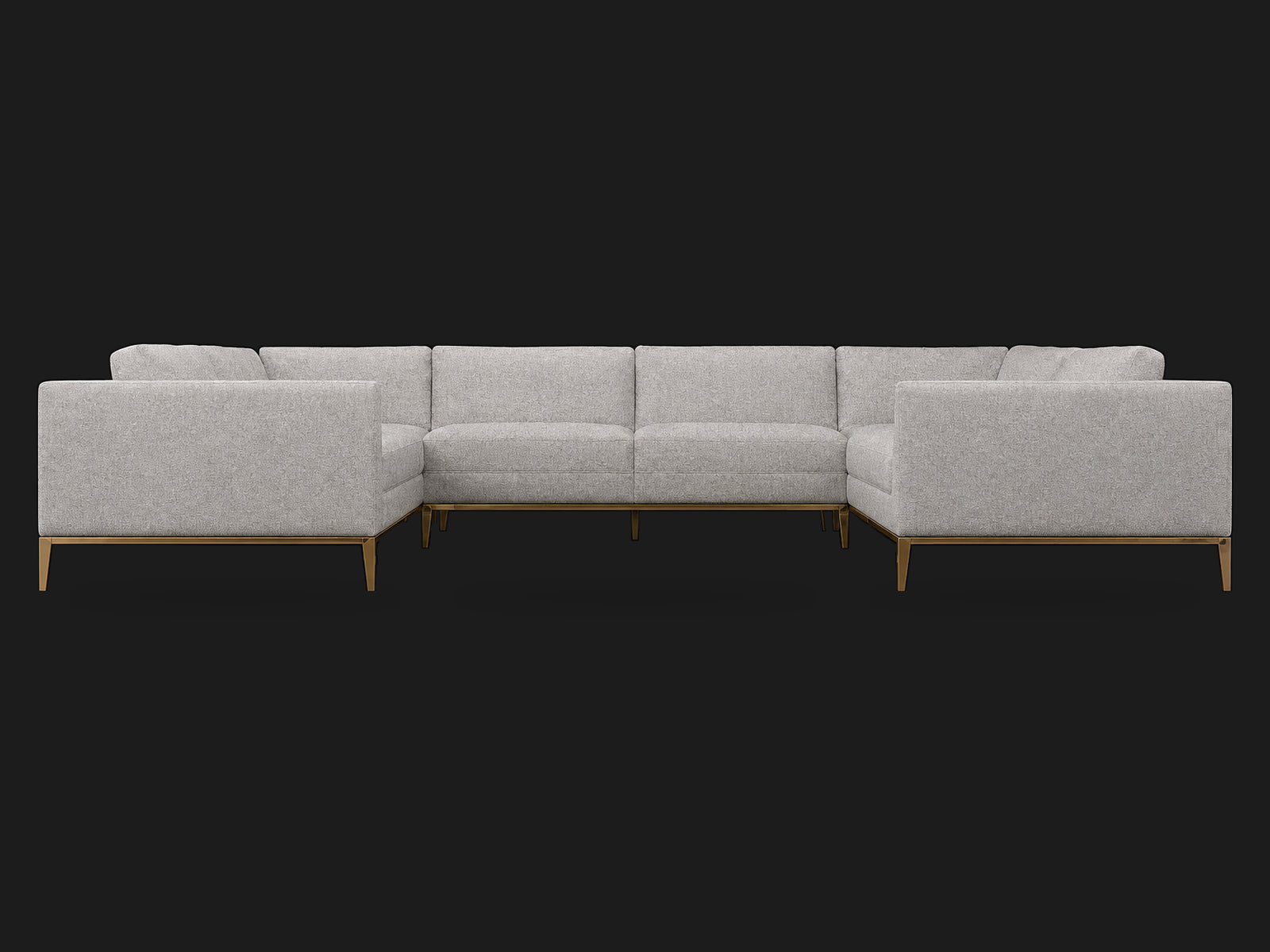Italia Taper Arm U-Sectional – Metal Base – Ecommerce Main 1 – Italian Brushed Wool Moon – Matte Brass