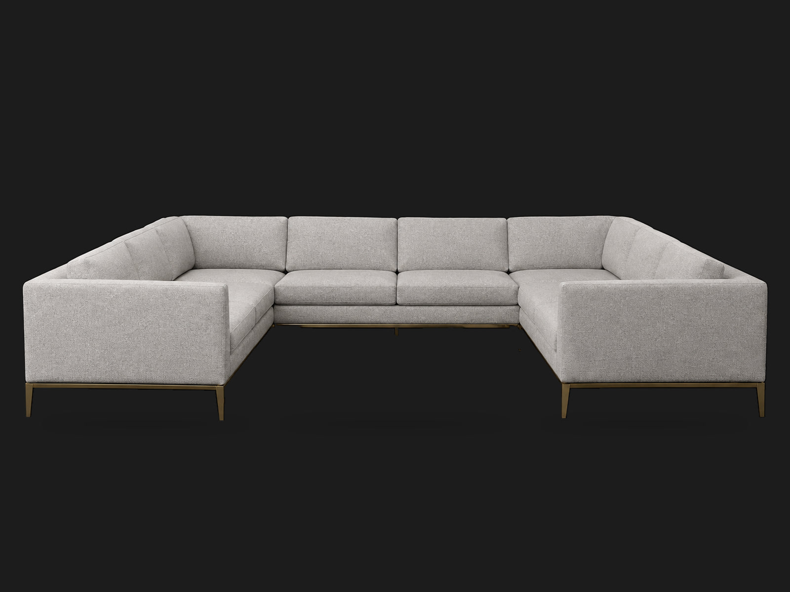 Italia Taper Arm U-Sectional – Metal Base – Ecommerce Main 4 – Italian Brushed Wool Moon – Matte Brass