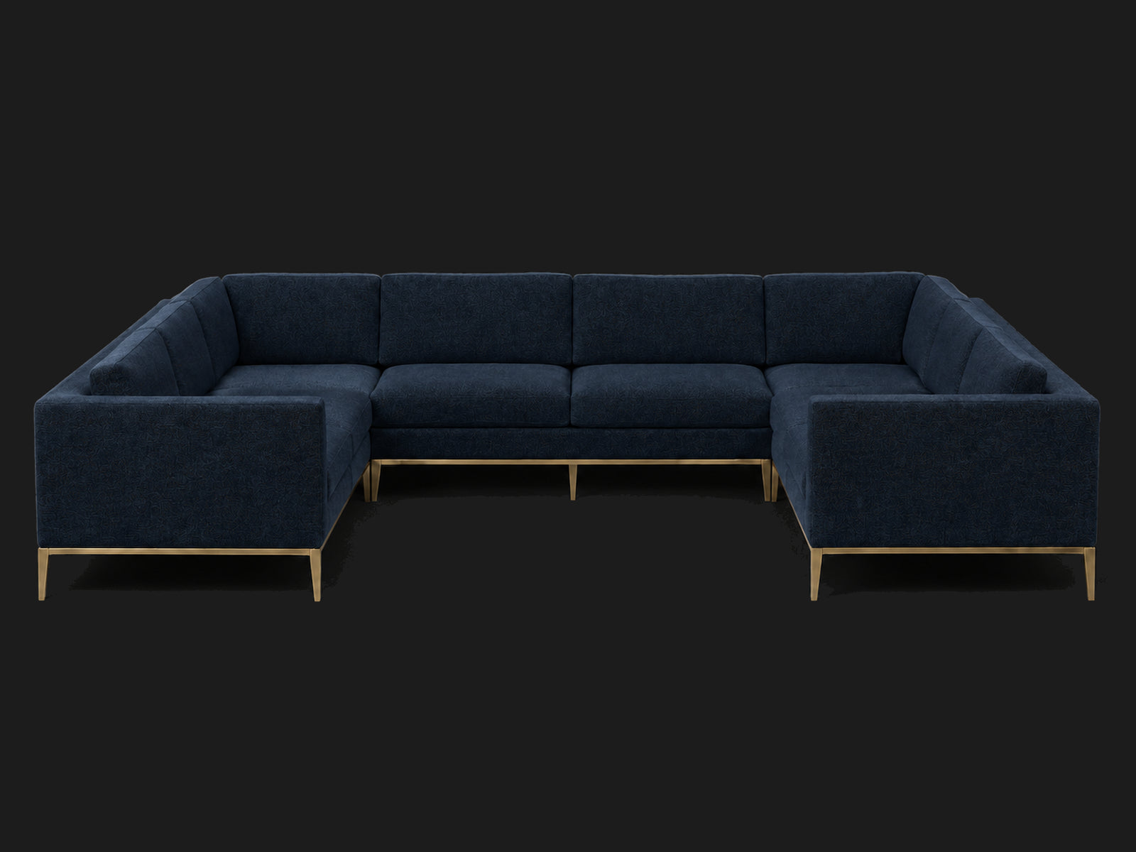 Italia Taper Arm U-Sectional – Metal Base – Mohair Admiral – Matte Brass