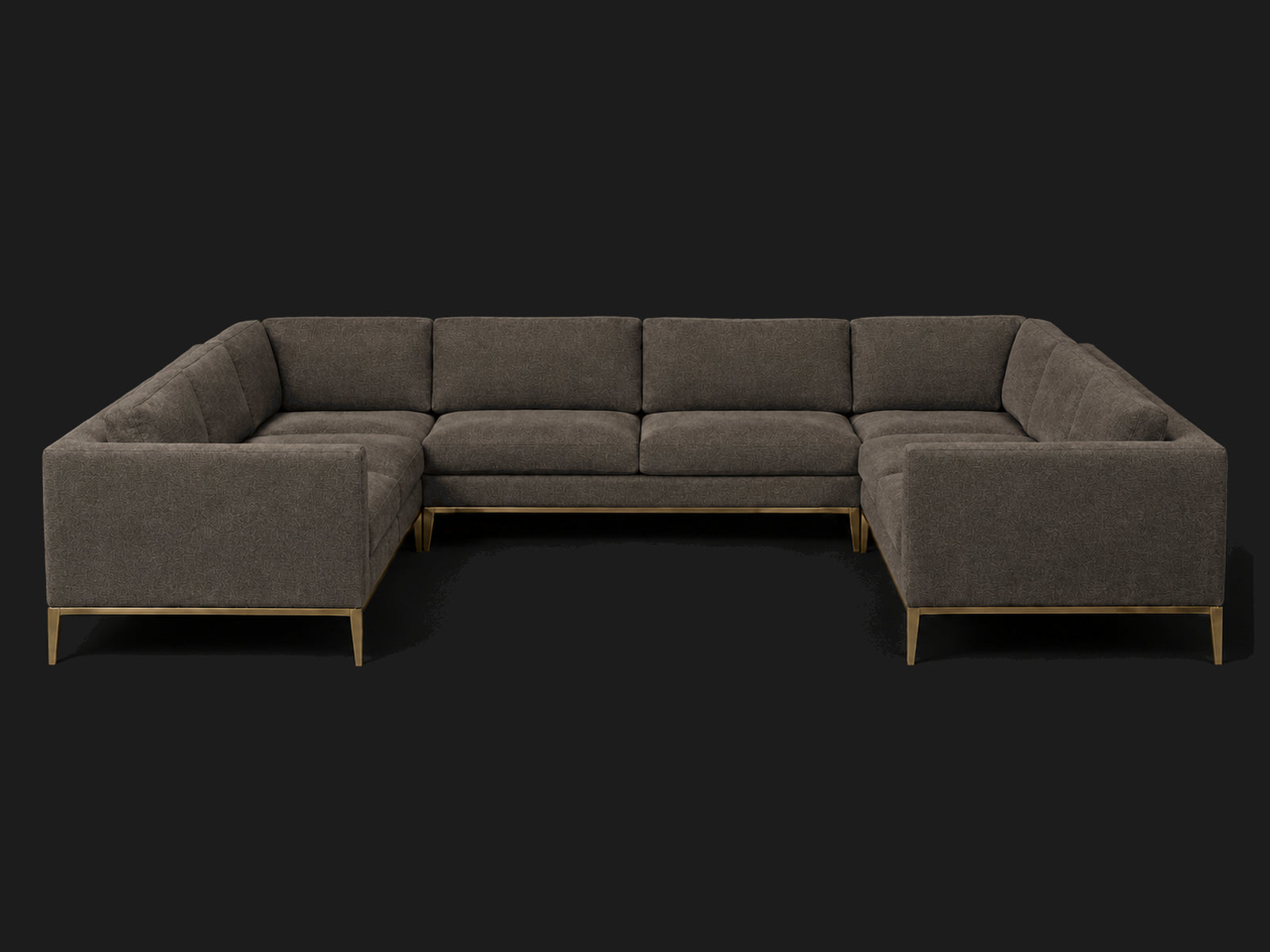 Italia Taper Arm U-Sectional – Metal Base – Performance Linen Weave Bay – Burnished Bronze #Fabric & Color_Performance Linen Weave Bay
