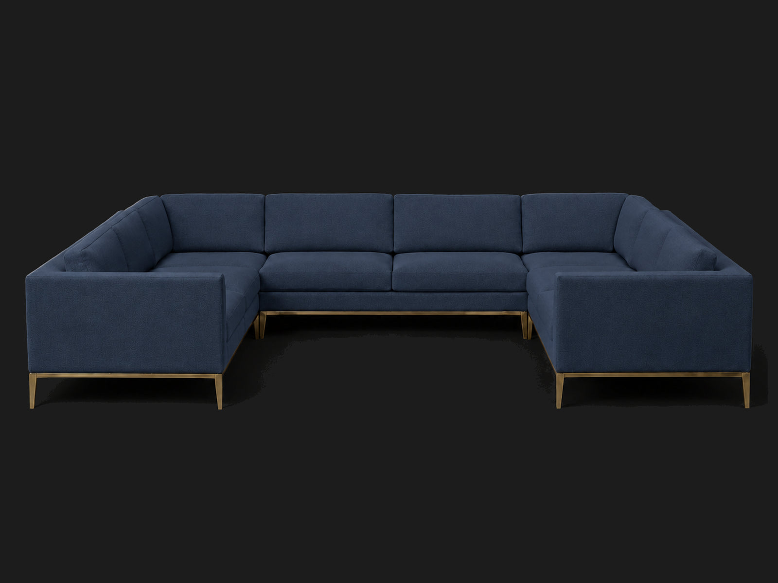 Italia Taper Arm U-Sectional – Metal Base – Performance Linen Weave Bay – Matte Brass