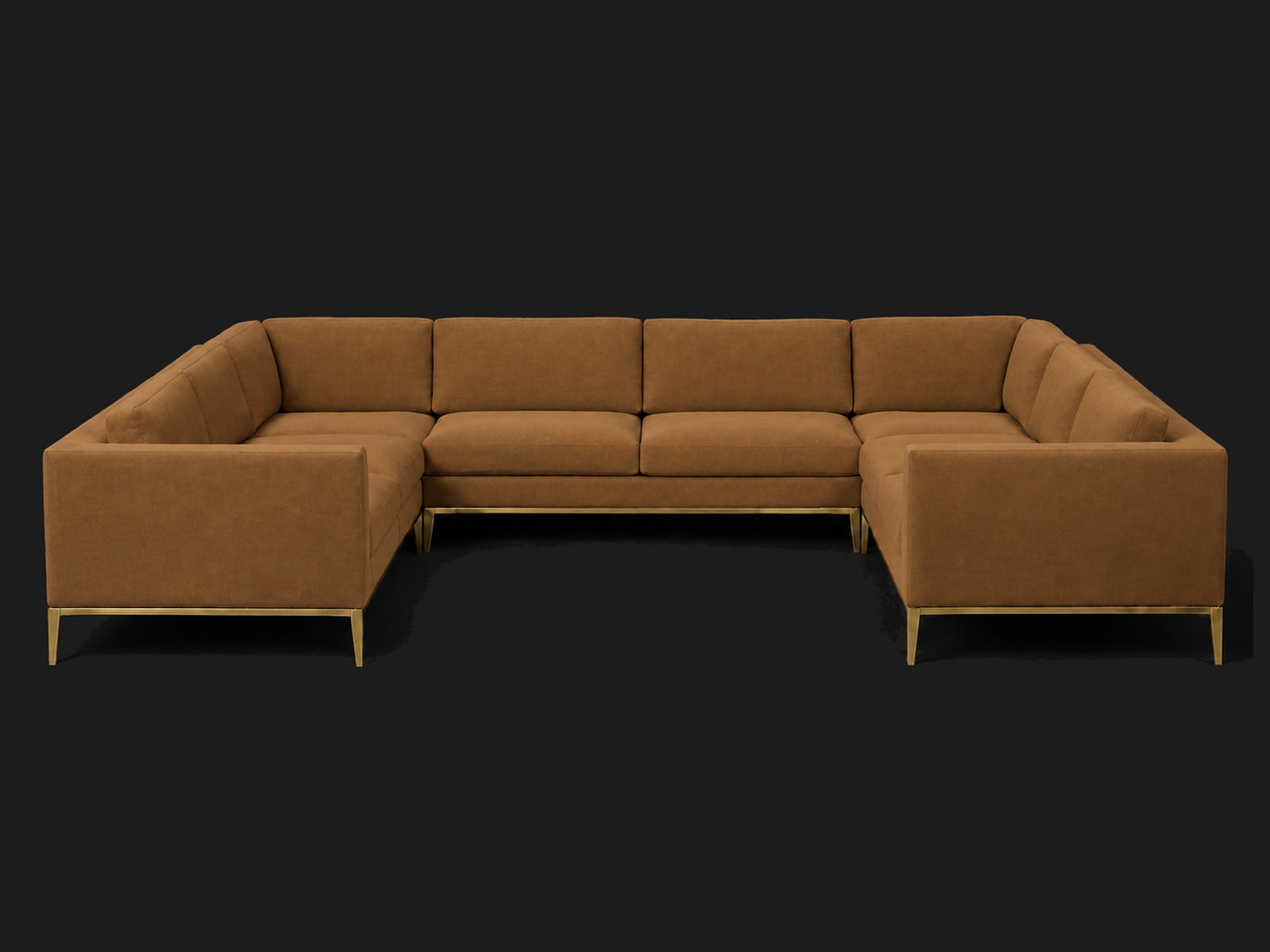 Italia Taper Arm U-Sectional – Metal Base – Performance Velvet Cider – Matte Brass #Fabric & Color_Performance Velvet Cider
