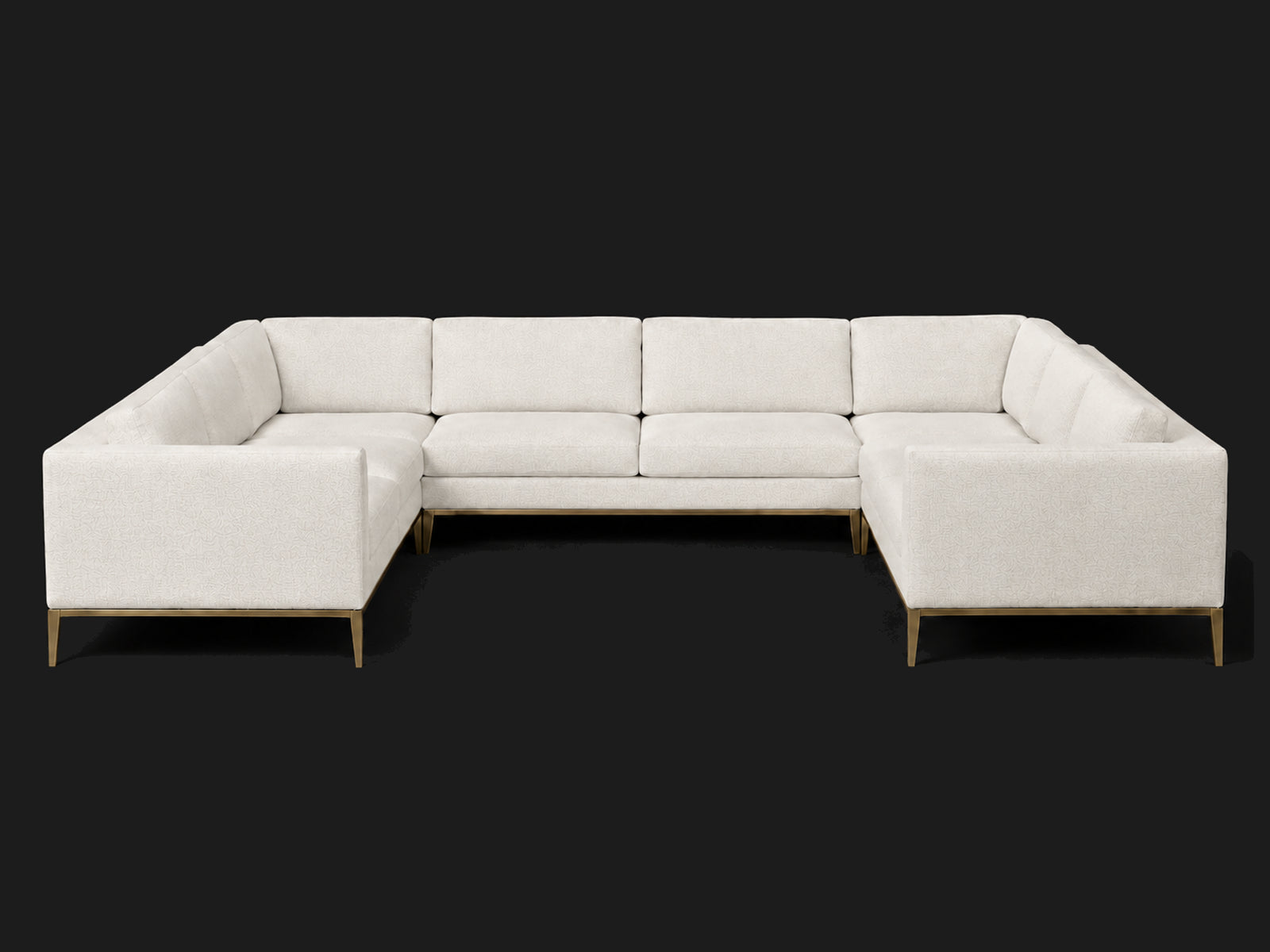 Italia Taper Arm U-Sectional – Metal Base – Performance Woven Chenille Lace – Burnished Bronze #Fabric & Color_Performance Woven Chenille Lace