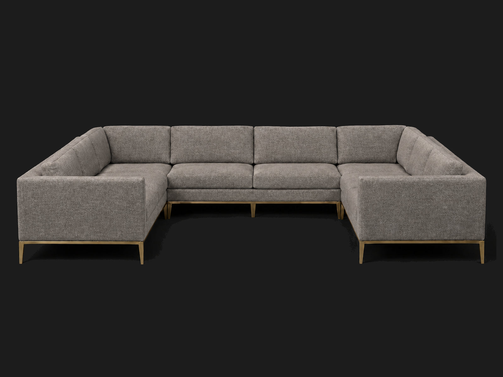 Italia Taper Arm U-Sectional – Metal Base – Performance Woven Chenille Steel – Burnished Bronze #Fabric & Color_Performance Woven Chenille Steel