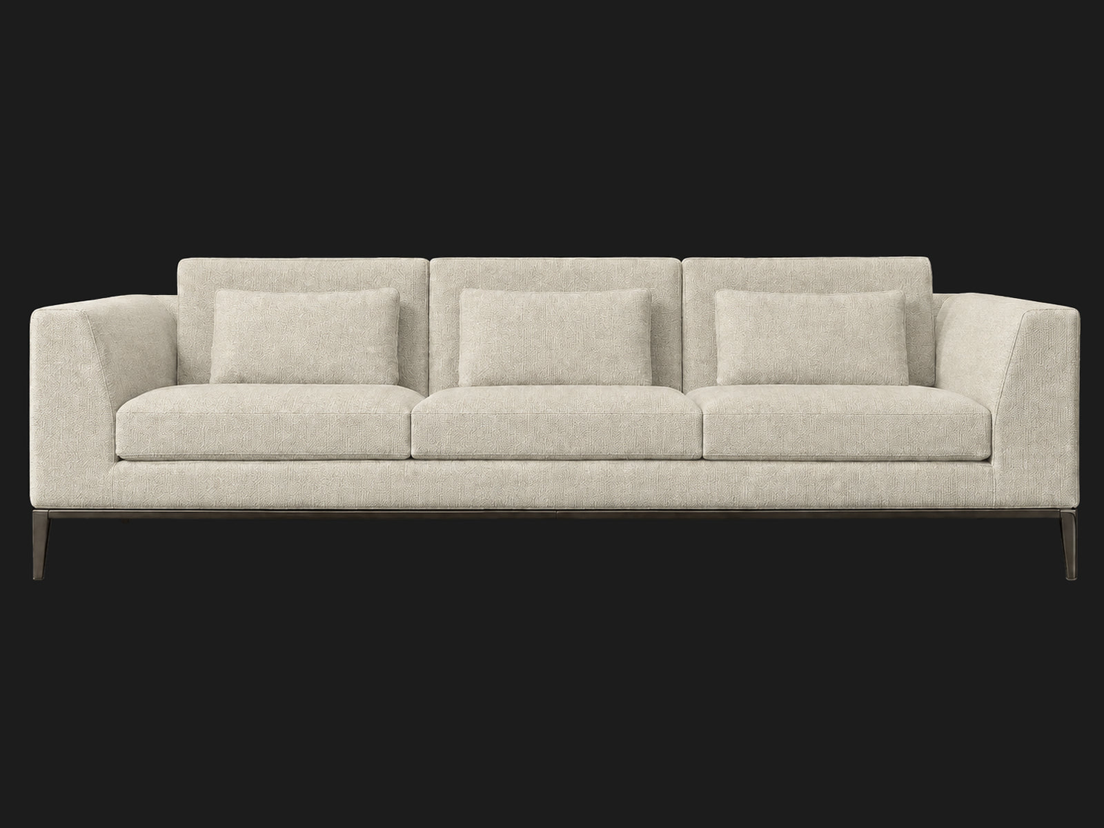 Italia Taper Arm 3-Cushion Sofa — Heritage Belgian Linen Alder — Burnished Bronze — front-source-1 #Fabric & Color_Heritage Belgian Linen Alder
