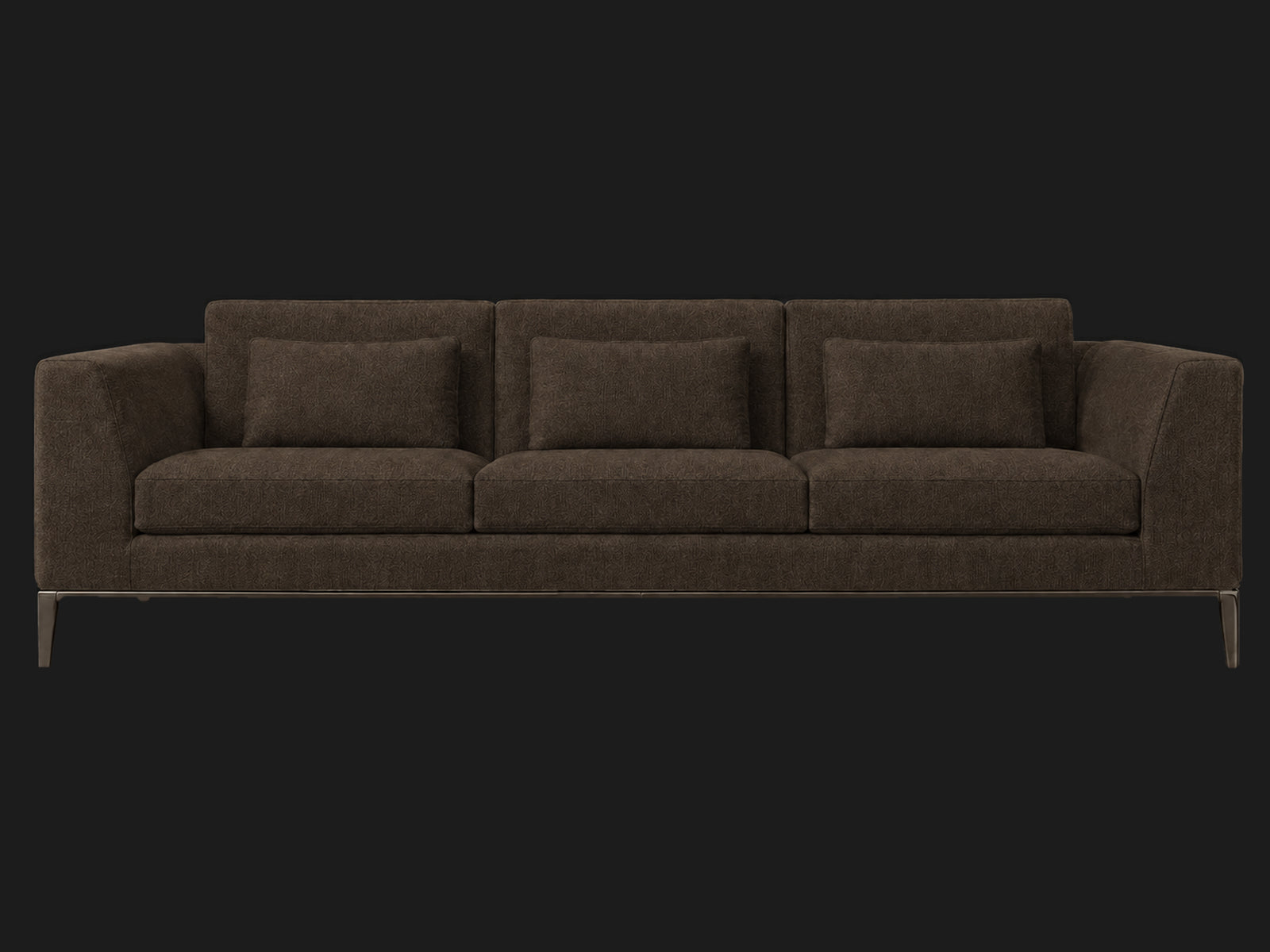 Italia Taper Arm 3-Cushion Sofa — Italian Brushed Wool Cocoa — Burnished Bronze — front-source-1 #Fabric & Color_Italian Brushed Wool Cocoa