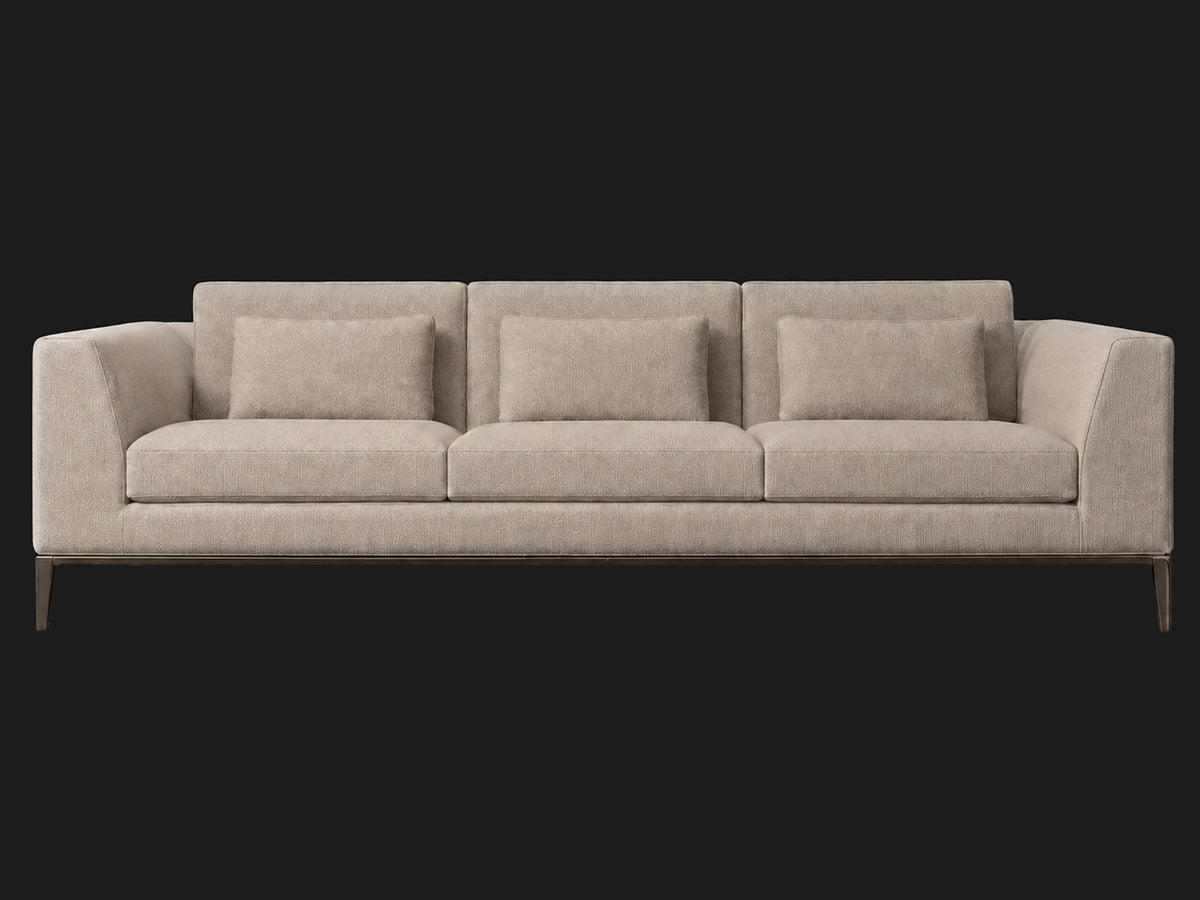 Italia Taper Arm 3-Cushion Sofa — Italian Brushed Wool Fox — Burnished Bronze — front-source-1 #Fabric & Color_Italian Brushed Wool Fox