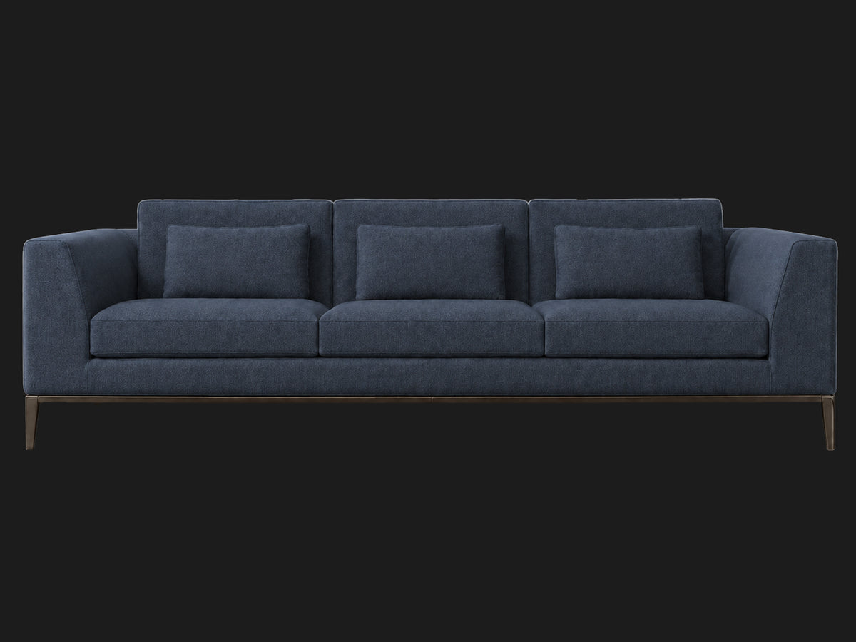 Italia Taper Arm 3-Cushion Sofa — Italian Brushed Wool Harbor — Burnished Bronze — front-source-1 #Fabric & Color_Italian Brushed Wool Harbor