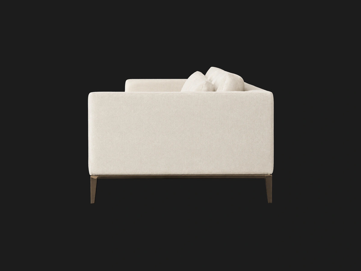 Italia Taper Arm 3-Cushion Sofa — Italian Brushed Wool Vanilla — Burnished Bronze — side-source-2 #Fabric & Color_Italian Brushed Wool Vanilla
