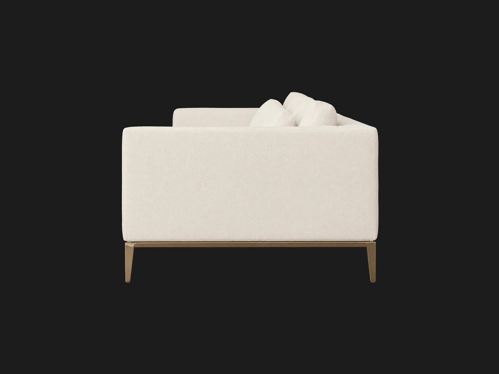Italia Taper Arm 3-Cushion Sofa — Italian Brushed Wool Vanilla — Matte Brass — side-source-2 #Fabric & Color_Italian Brushed Wool Vanilla