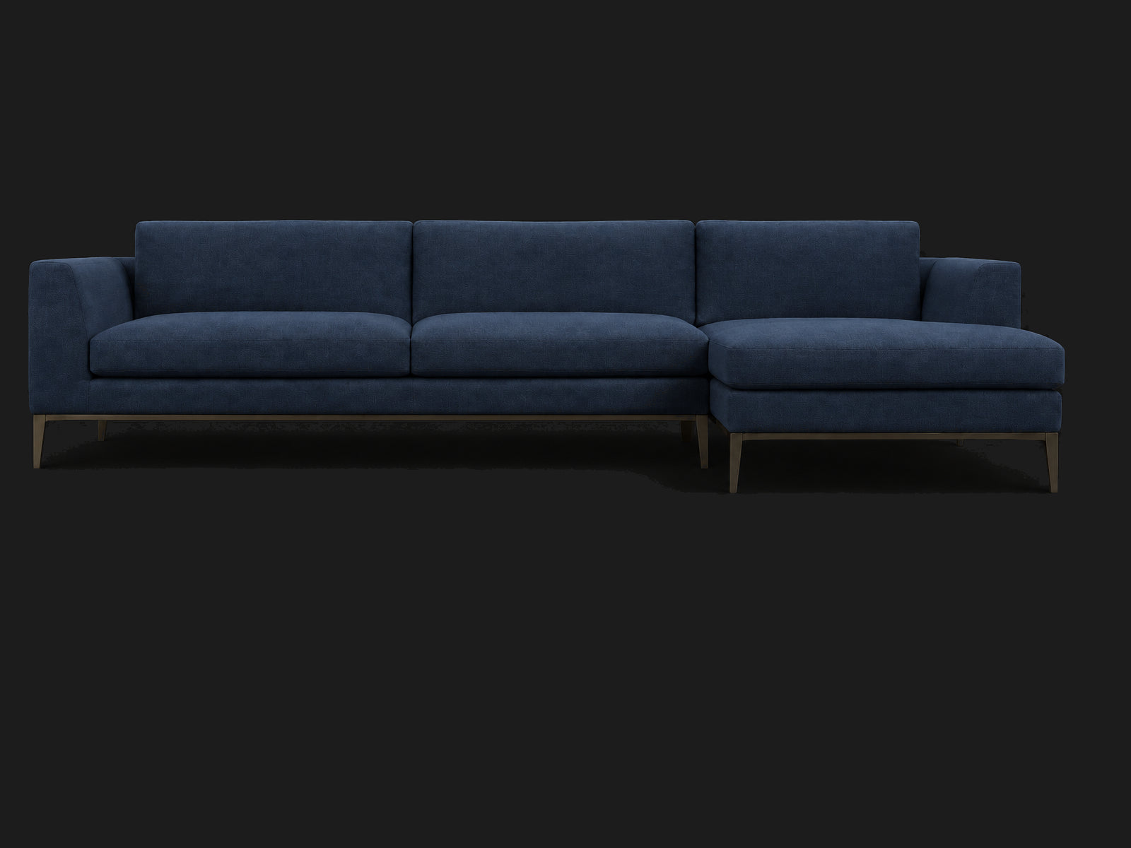Italia Taper Arm Left-Arm Chaise Sectional – Metal Base — Performance Linen Weave Bay — Burnished Bronze #Fabric & Color_Performance Linen Weave Bay