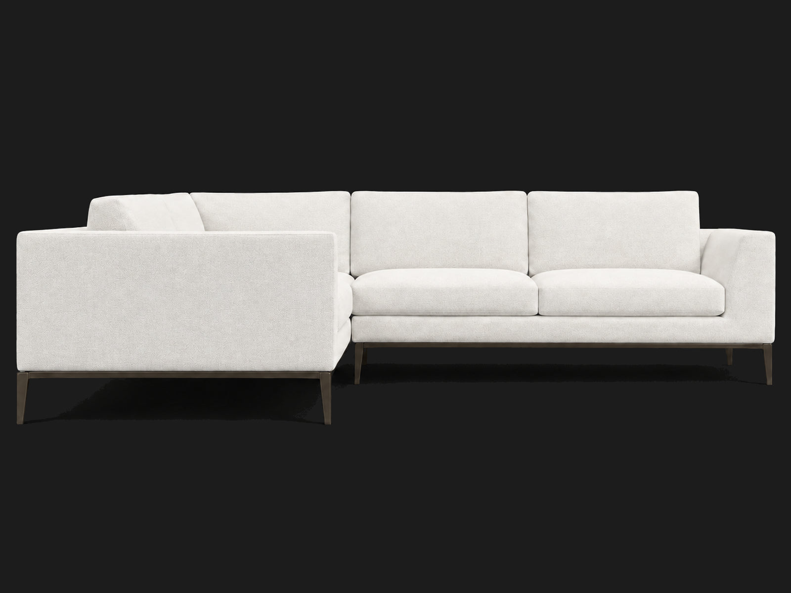 Italia Taper Arm Left-Arm L-Sectional – Heritage Belgian Linen Egret – Burnished Bronze #Fabric & Color_Heritage Belgian Linen Egret