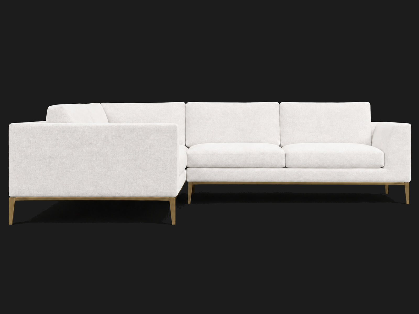 Italia Taper Arm Left-Arm L-Sectional – Heritage Belgian Linen Egret – Matte Brass #Fabric & Color_Heritage Belgian Linen Egret