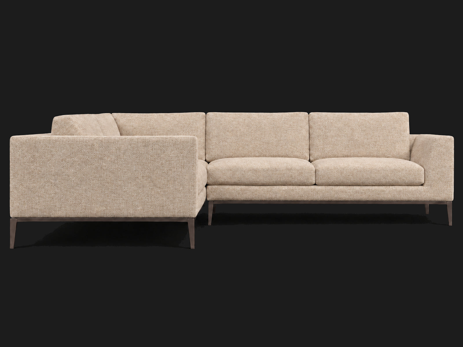 Italia Taper Arm Left-Arm L-Sectional – Heritage Belgian Linen Petal – Burnished Bronze #Fabric & Color_Heritage Belgian Linen Petal