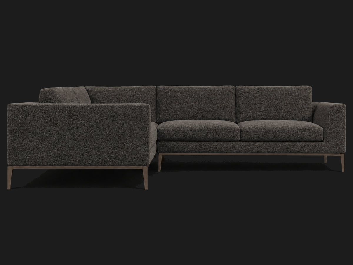 Italia Taper Arm Left-Arm L-Sectional – Italian Brushed Wool Pepper – Burnished Bronze #Fabric & Color_Italian Brushed Wool Pepper