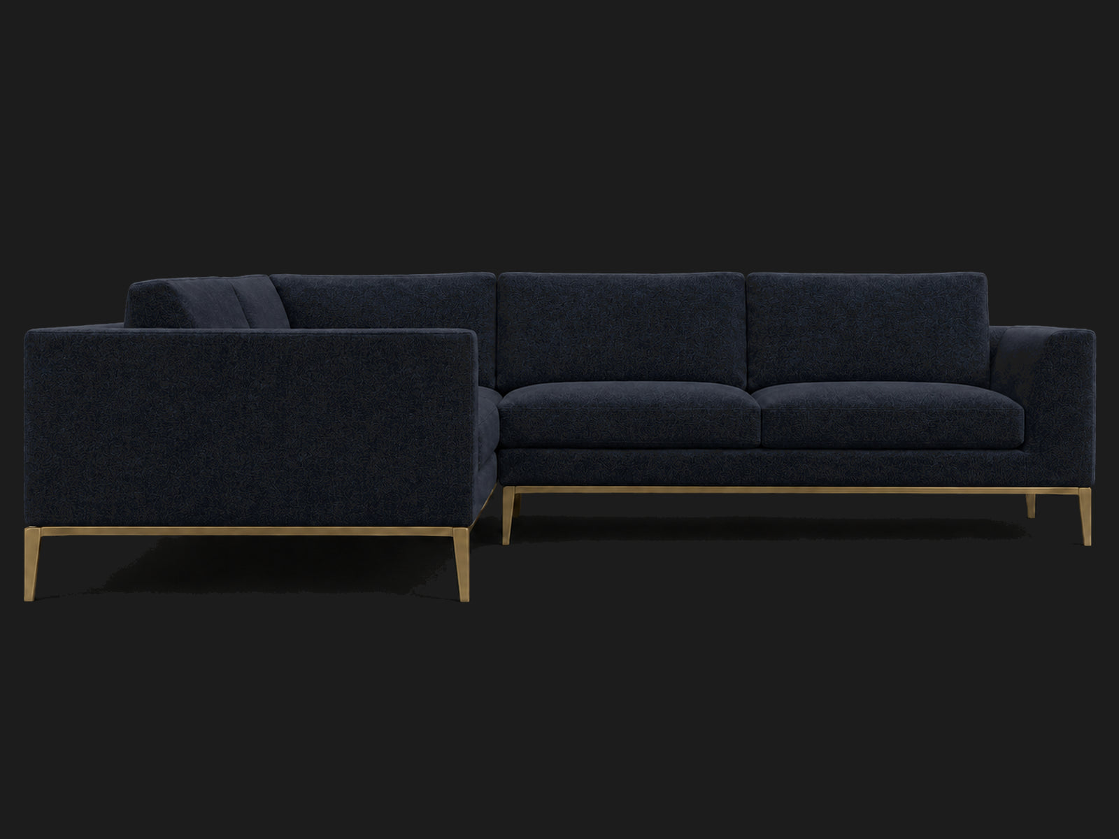 Italia Taper Arm Left-Arm L-Sectional – Mohair Admiral – Matte Brass #Fabric & Color_Mohair Admiral