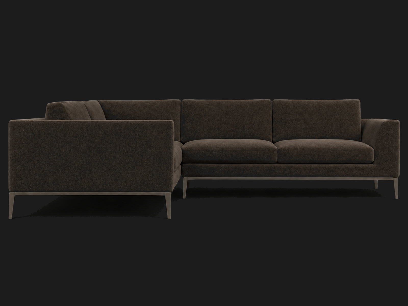 Italia Taper Arm Left-Arm L-Sectional – Mohair Chocolate – Burnished Bronze #Fabric & Color_Mohair Chocolate