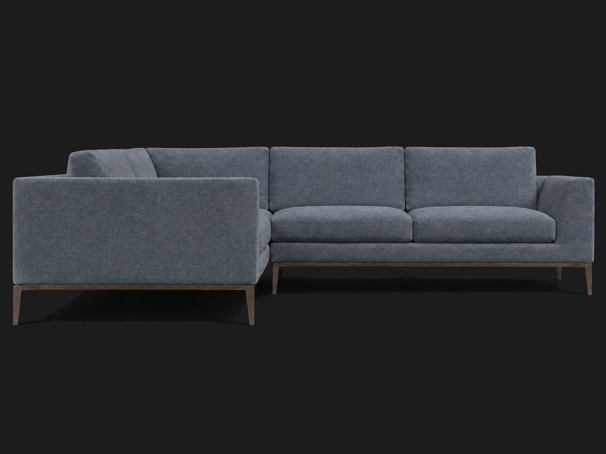 Italia Taper Arm Left-Arm L-Sectional – Mohair Slate Blue – Burnished Bronze #Fabric & Color_Mohair Slate Blue