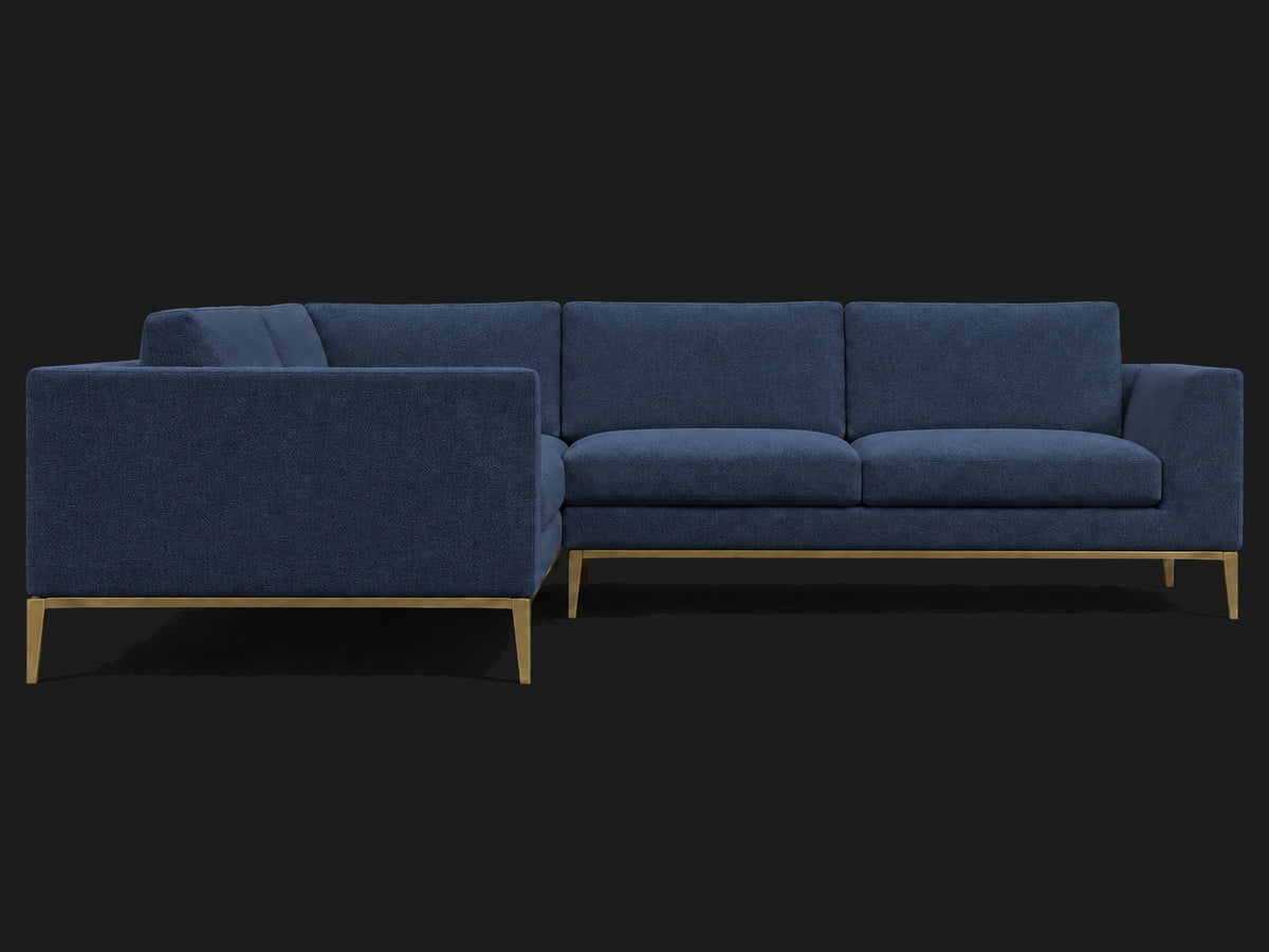 Italia Taper Arm Left-Arm L-Sectional – Performance Linen Weave Bay – Matte Brass #Fabric & Color_Performance Linen Weave Bay