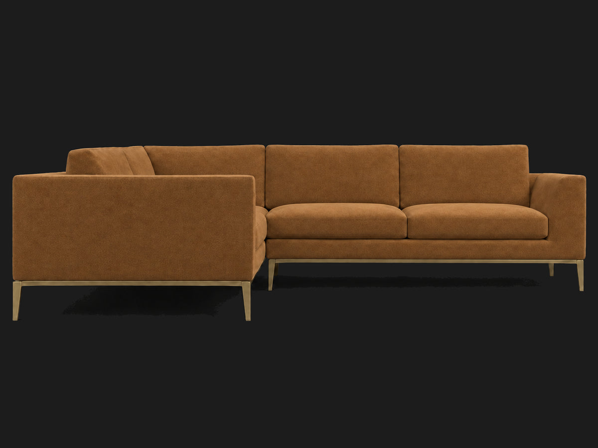 Italia Taper Arm Left-Arm L-Sectional – Performance Velvet Cider – Matte Brass #Fabric & Color_Performance Velvet Cider