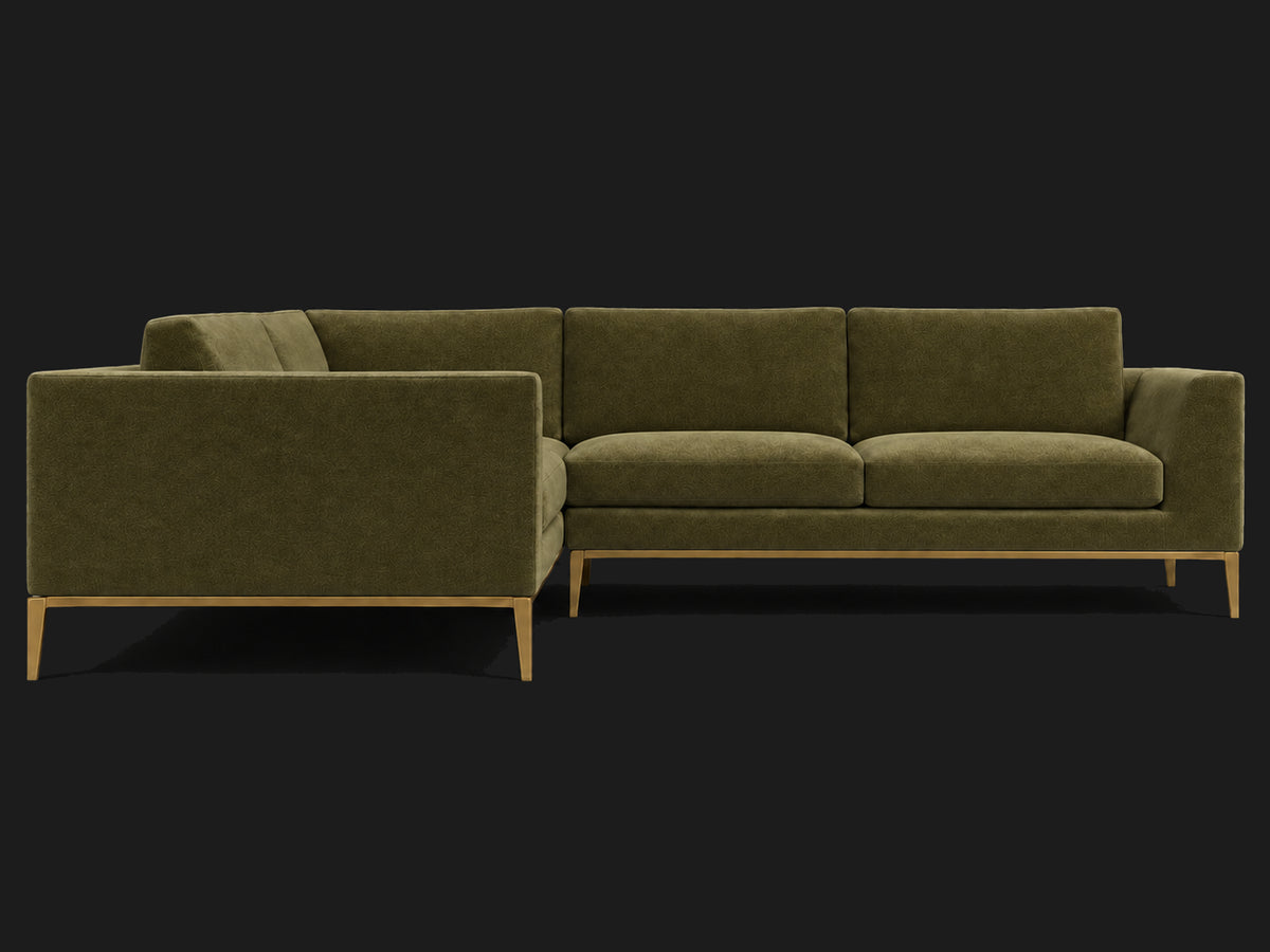 Italia Taper Arm Left-Arm L-Sectional – Performance Velvet Olive – Matte Brass #Fabric & Color_Performance Velvet Olive