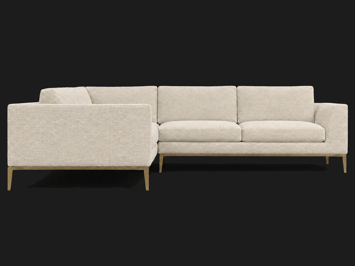 Italia Taper Arm Left-Arm L-Sectional – Performance Woven Chenille Desert – Matte Brass #Fabric & Color_Performance Woven Chenille Desert
