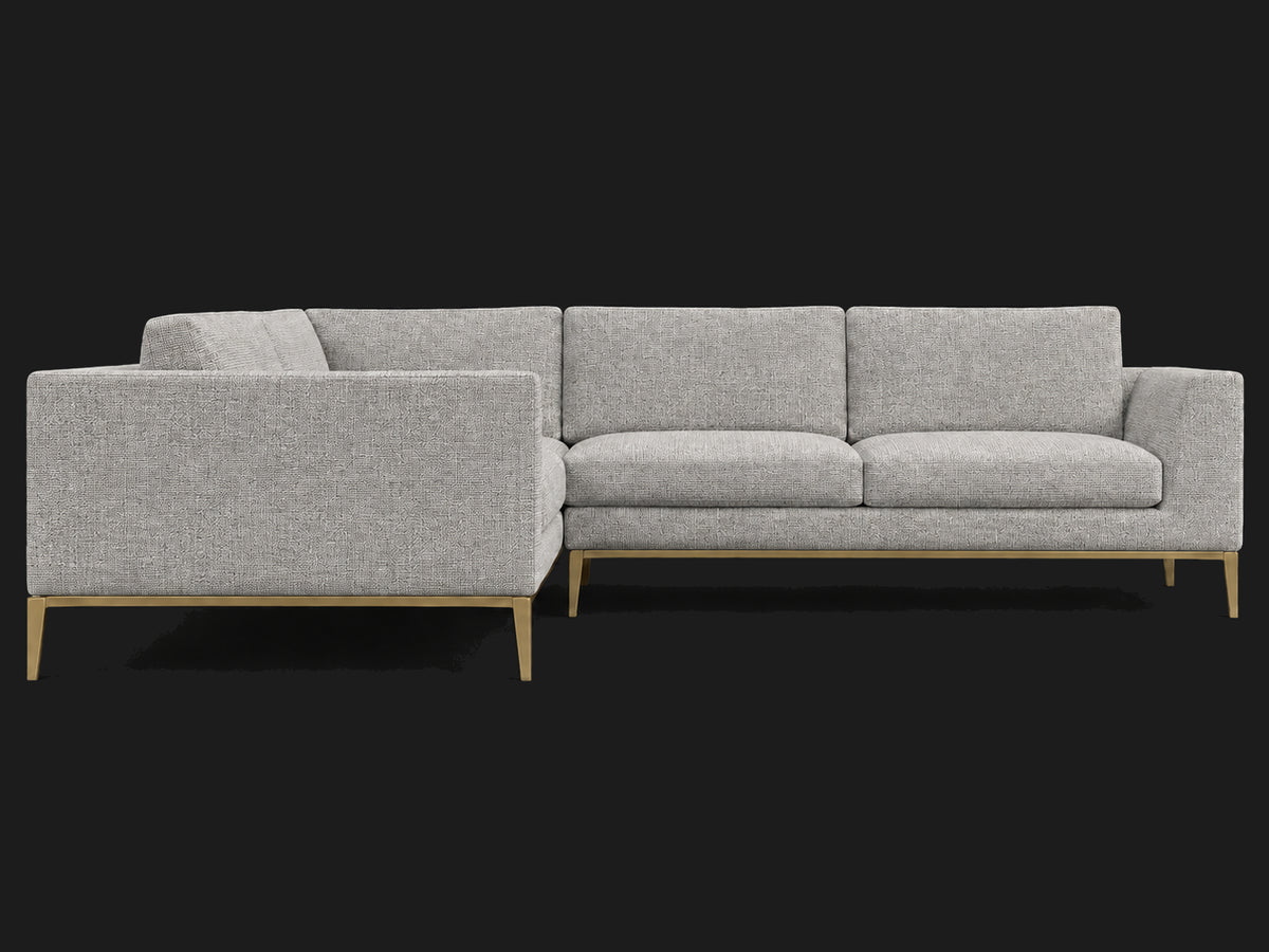 Italia Taper Arm Left-Arm L-Sectional – Performance Woven Chenille Steel – Matte Brass #Fabric & Color_Performance Woven Chenille Steel