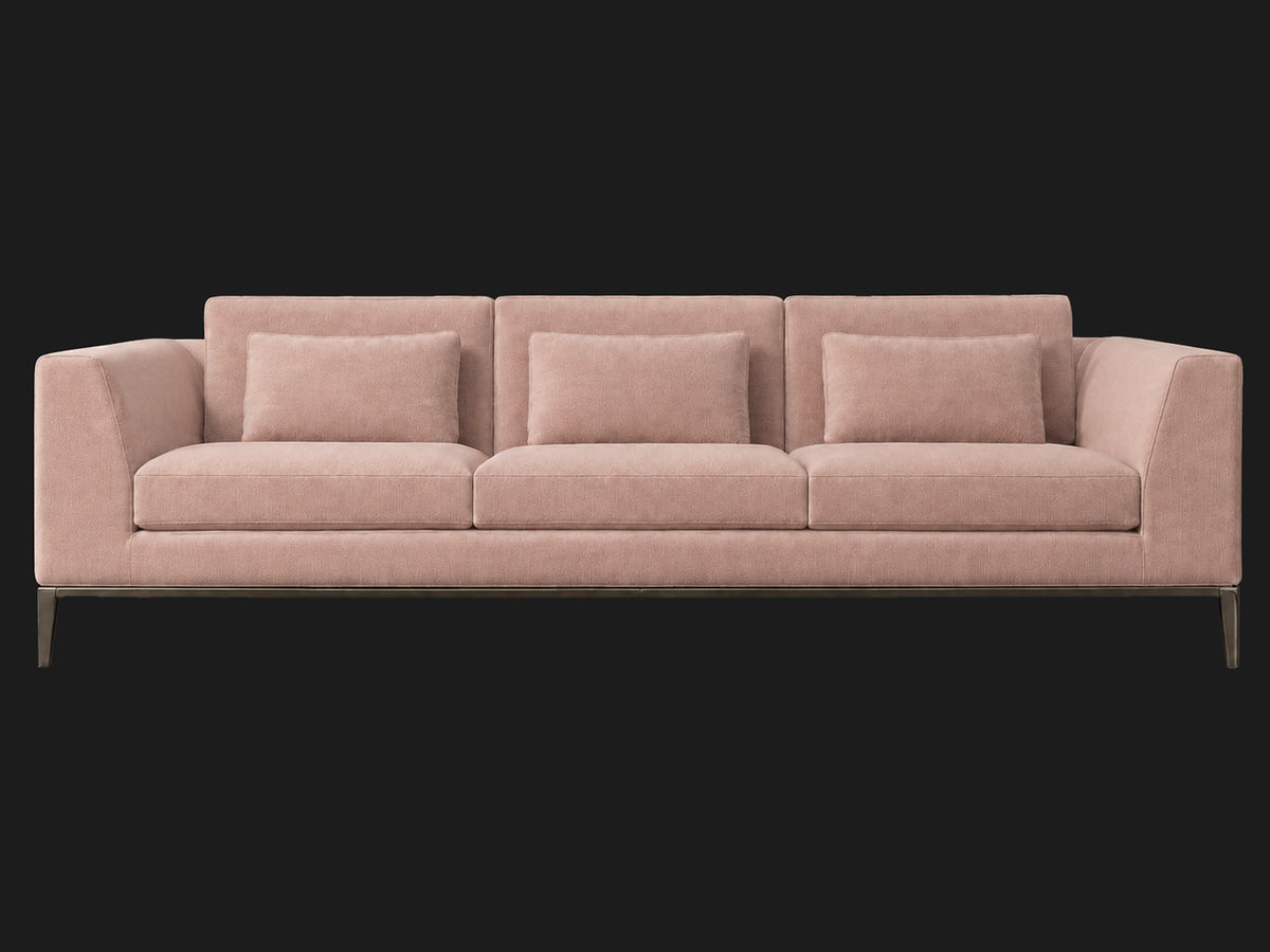 Italia Taper Arm 3-Cushion Sofa — Performance Velvet Blossom — Burnished Bronze — front-source-1 #Fabric & Color_Performance Velvet Blossom