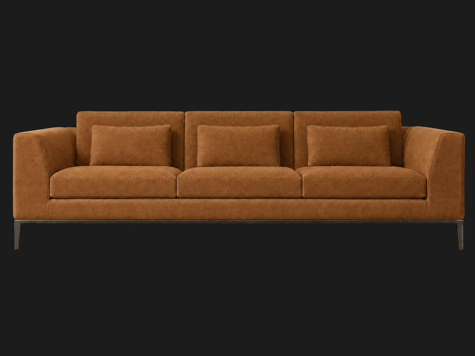 Italia Taper Arm 3-Cushion Sofa — Performance Velvet Cider — Burnished Bronze — front-source-1 #Fabric & Color_Performance Velvet Cider