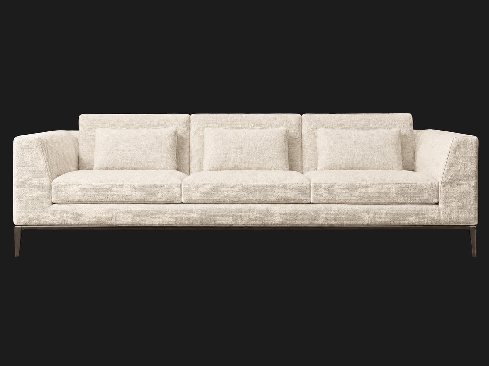 Italia Taper Arm 3-Cushion Sofa — Performance Woven Chenille Desert — Burnished Bronze — front-source-1 #Fabric & Color_Performance Woven Chenille Desert