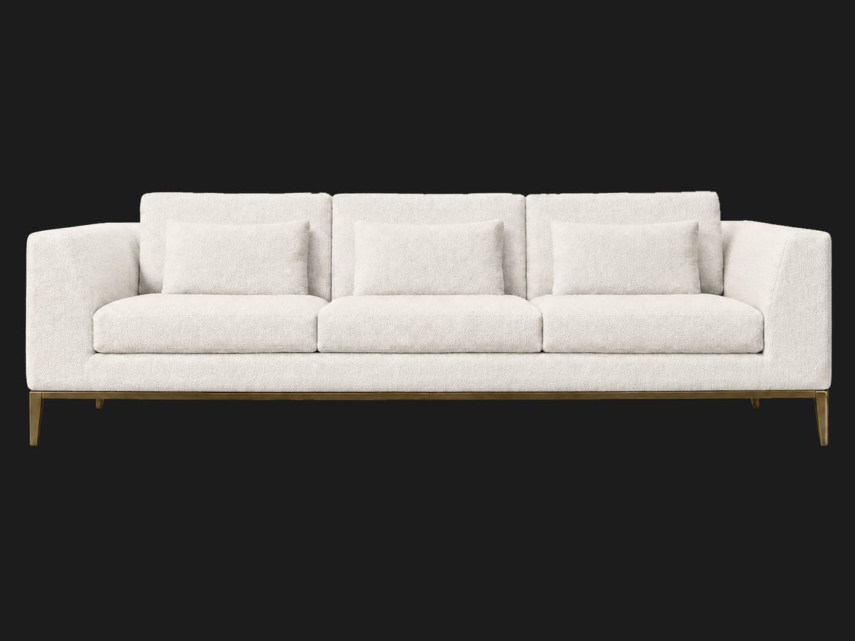 Italia Taper Arm 3-Cushion Sofa — Performance Woven Chenille Lace — Matte Brass — front-source-1 #Fabric & Color_Performance Woven Chenille Lace