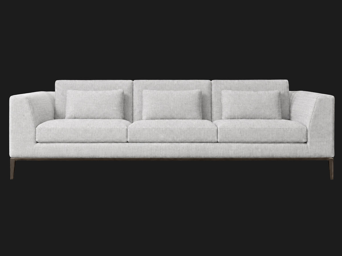 Italia Taper Arm 3-Cushion Sofa — Performance Woven Chenille Rain — Burnished Bronze — front-source-1 #Fabric & Color_Performance Woven Chenille Rain