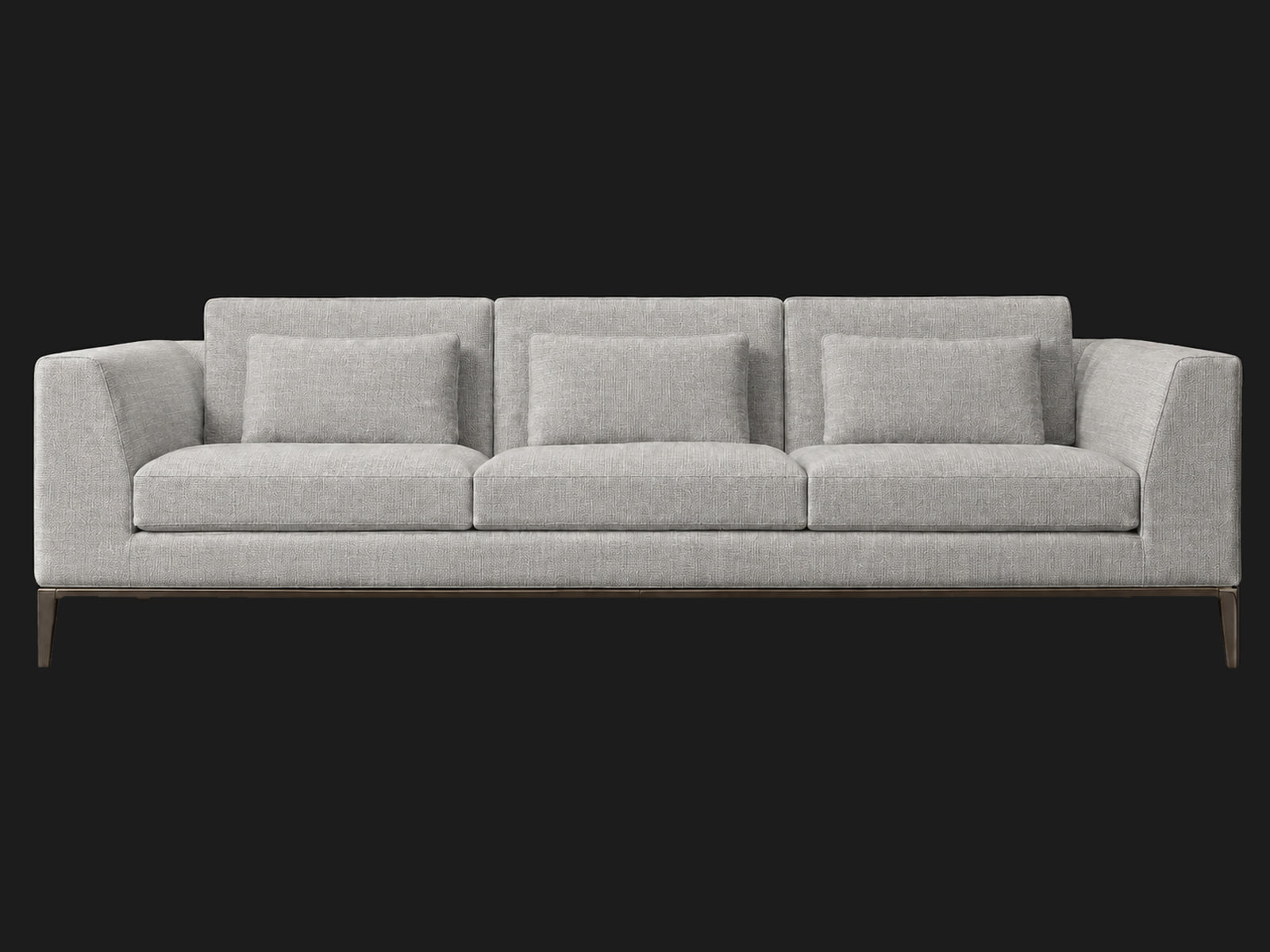 Italia Taper Arm 3-Cushion Sofa — Performance Woven Chenille Steel — Burnished Bronze — front-source-1 #Fabric & Color_Performance Woven Chenille Steel