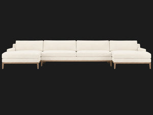Italia Track Arm U-Chaise Sectional – Oak Base