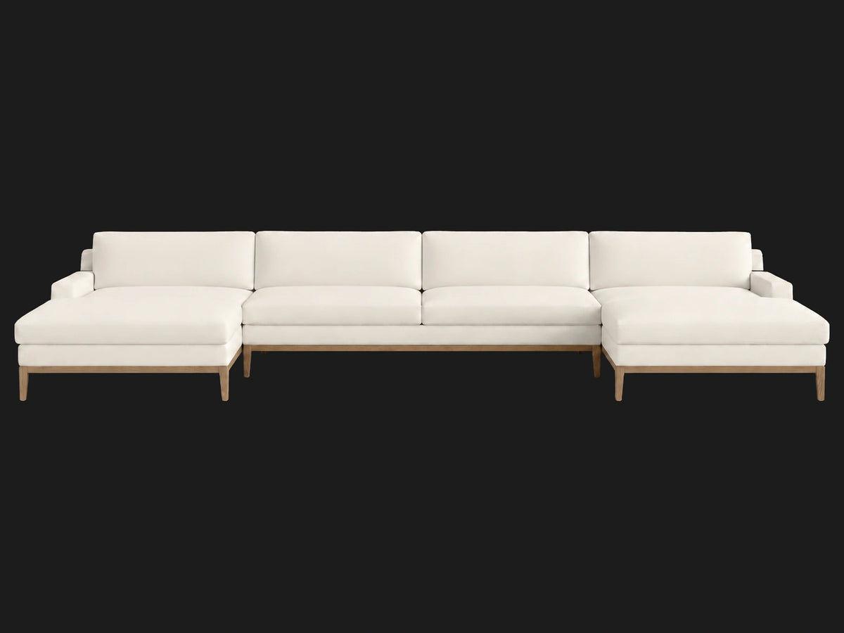 Italia Track Arm U-Chaise Sectional - Italian Brushed Wool Vanilla - Angle