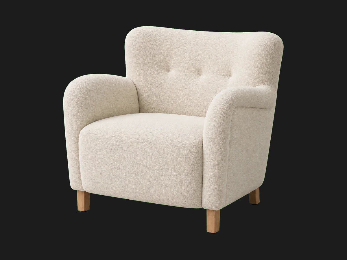 E25924378586 lounge chair 45-degree view in Italian Brushed Wool Vanilla