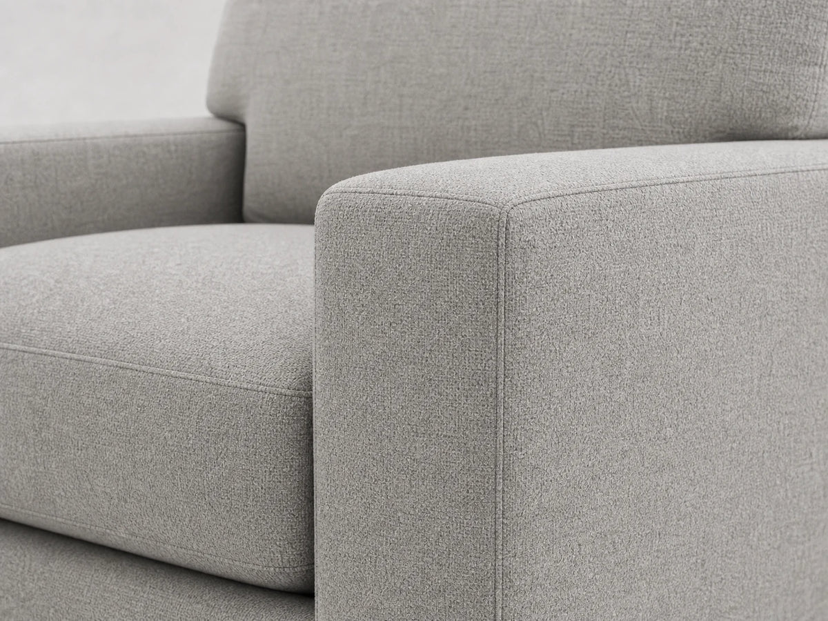 PB Comfort Swivel XL chair arm detail in Italian Brushed Wool Moon