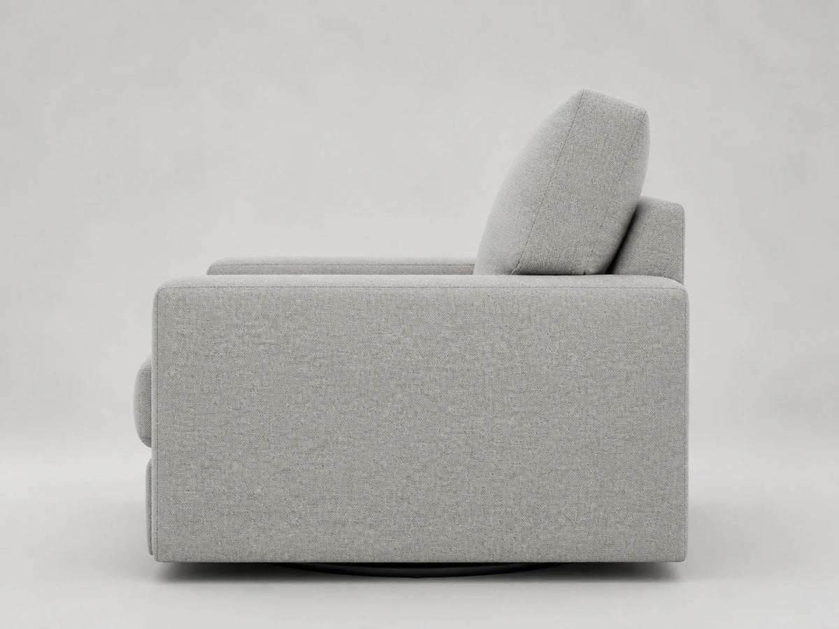 PB Comfort Swivel XL chair side view in Italian Brushed Wool Moon