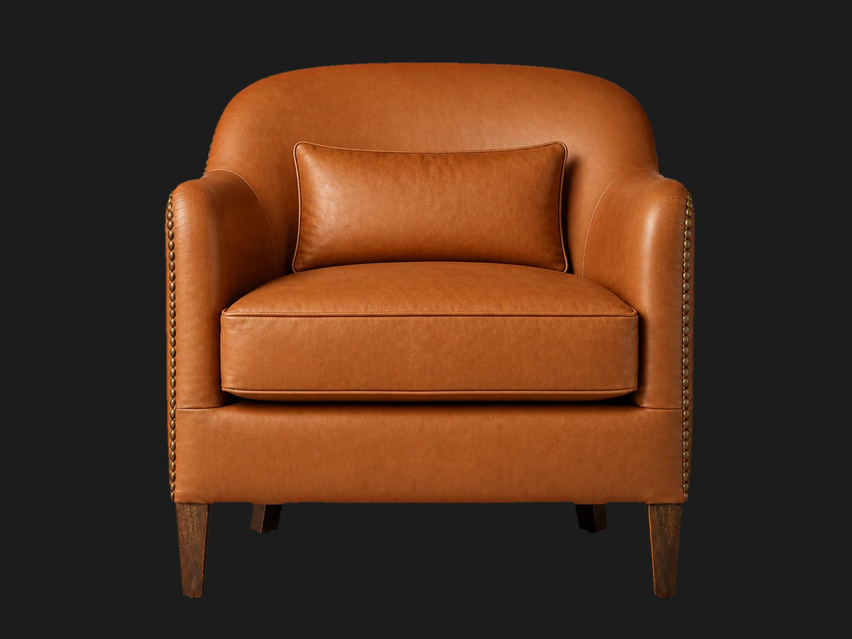 lounge-chairs-aniline-leather-black-walnut-vintage #Fabric & Color_Top Grain Aniline Leather Cognac
