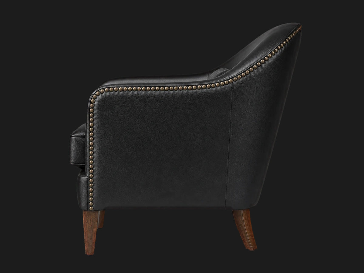 prod2702072 lounge chair side view in Costa Leather Jet and Walnut Vintage