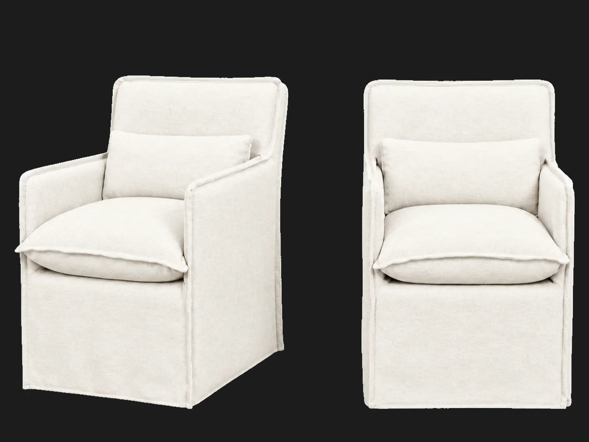 Melo Dining Chair 2-piece set in Performance Woven Chenille Lace - front and three-quarter views #Fabric & Color_Performance Woven Chenille Lace