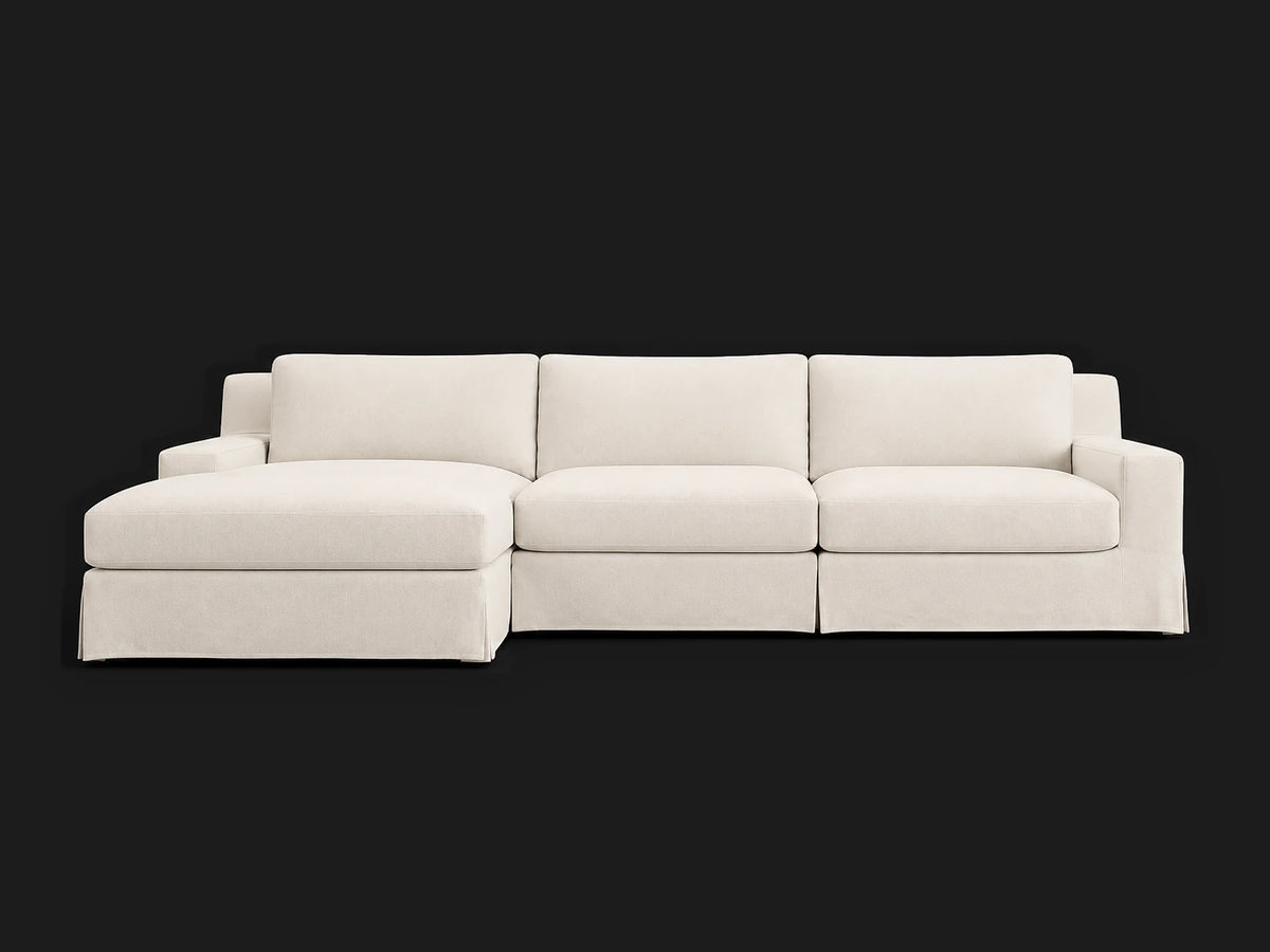 Modena 4-Piece Chaise Sectional, front left view in Italian Brushed Wool Vanilla