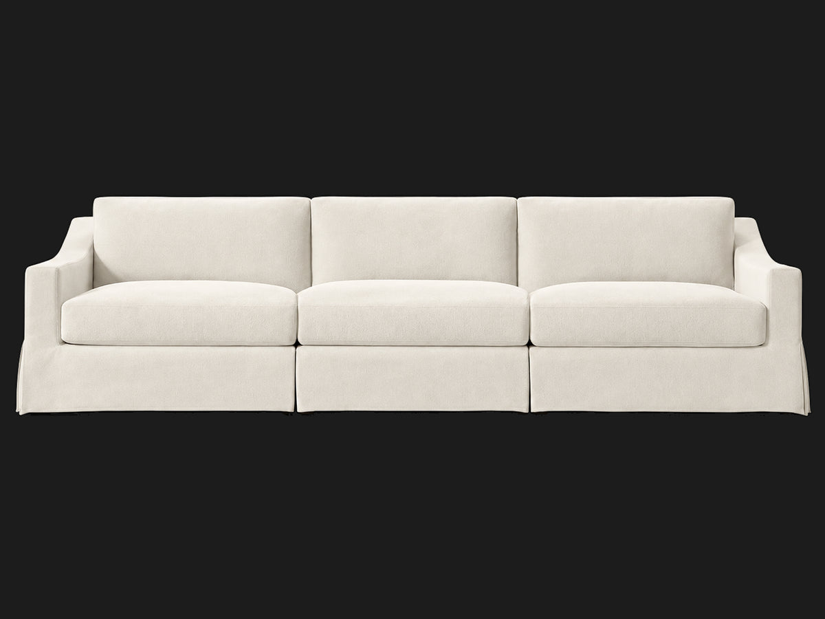 MODENA Slipcovered Modular Slope Arm 3-Piece Sofa — Italian Brushed Wool Vanilla — front