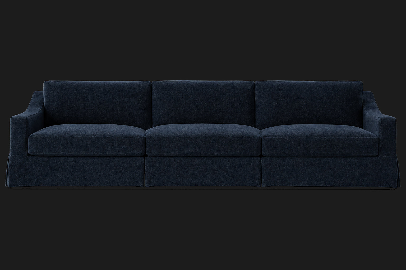 MODENA Slipcovered Modular Slope Arm 3-Piece Sofa — Mohair Admiral