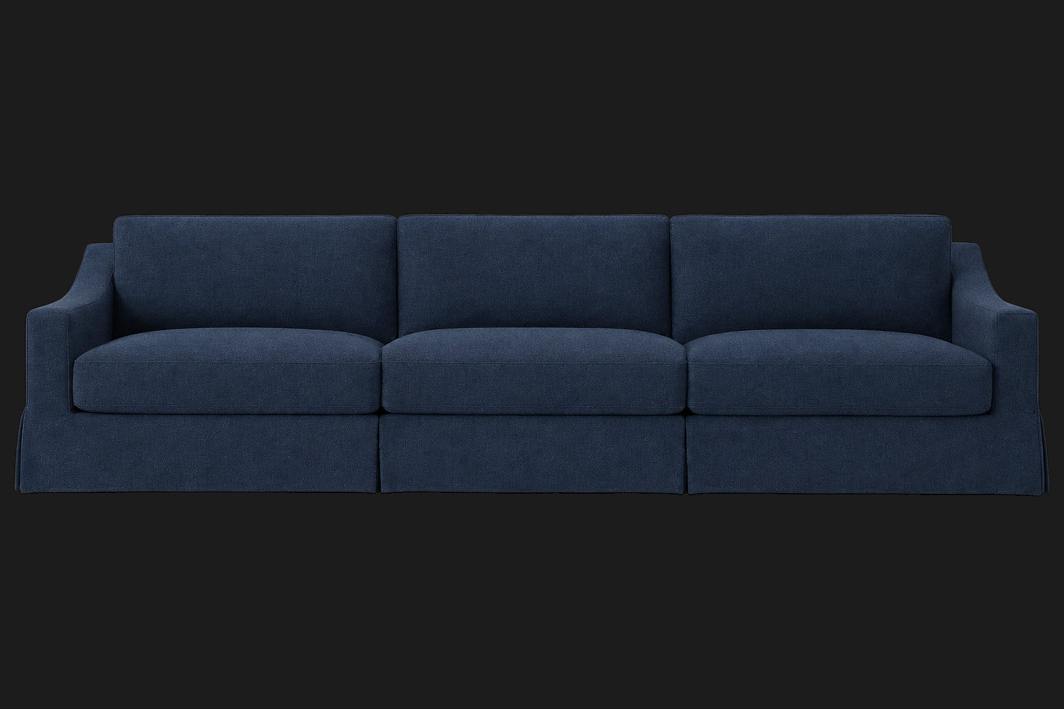 MODENA Slipcovered Modular Slope Arm 3-Piece Sofa — Performance Linen Weave Bay