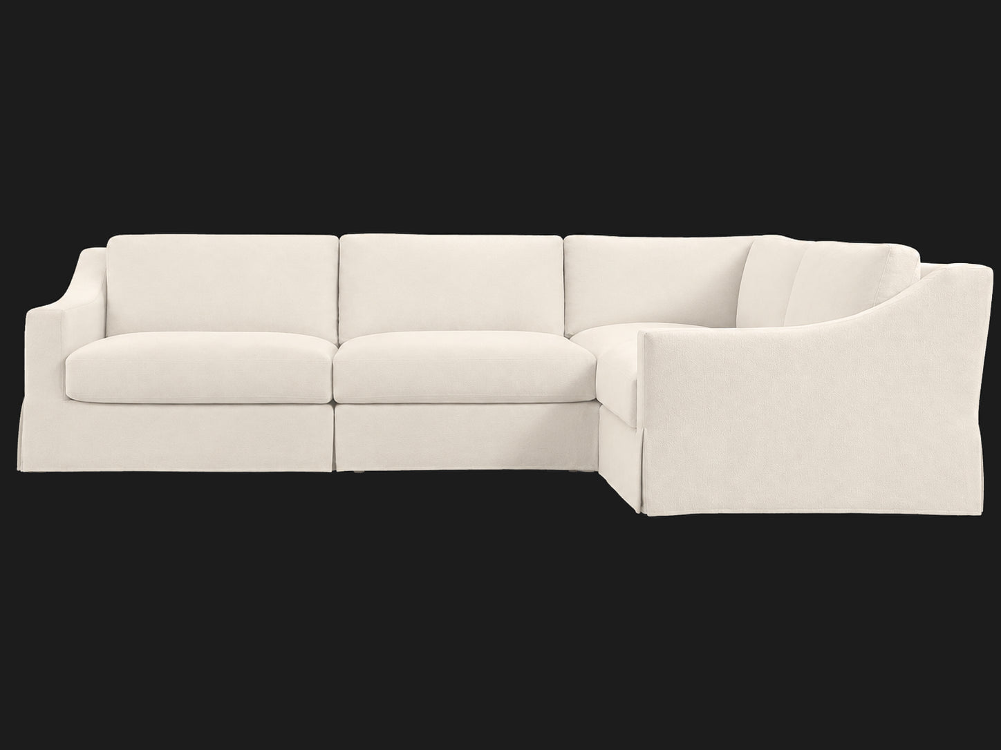 MODENA Slipcovered Modular Slope Arm 4-Piece Right-Arm L-Sectional — Italian Brushed Wool Vanilla — front oblique